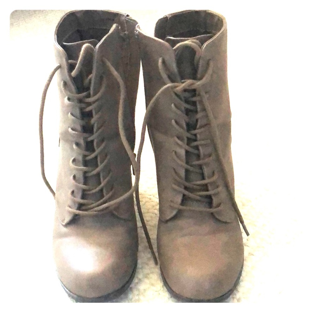 Taupe lace up ankle boots